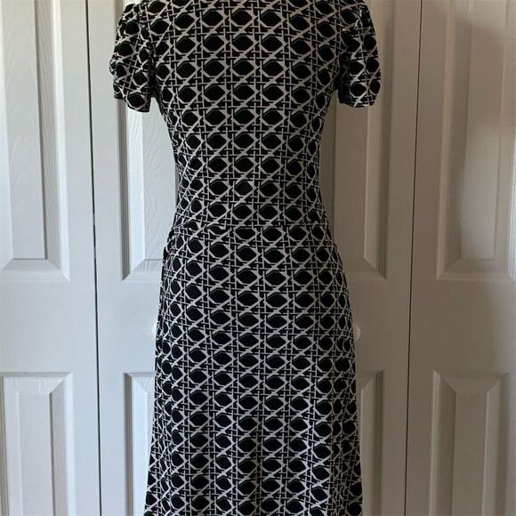 Snap Women's M Geometric Print Faux-Wrap Long Dress Multicolor - Picture 8 of 15